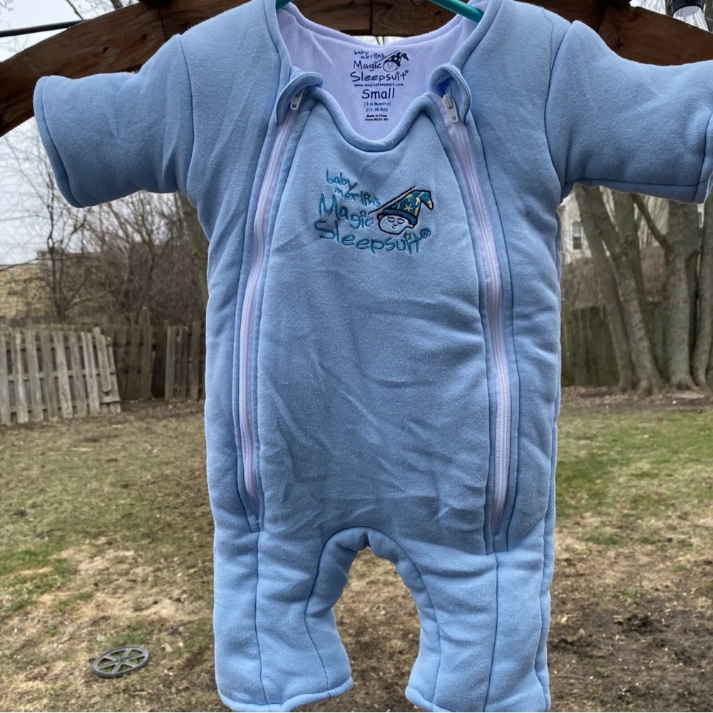 Baby Merlin's Magic Sleepsuit Blue Cotton - Small (3-6 Months)
